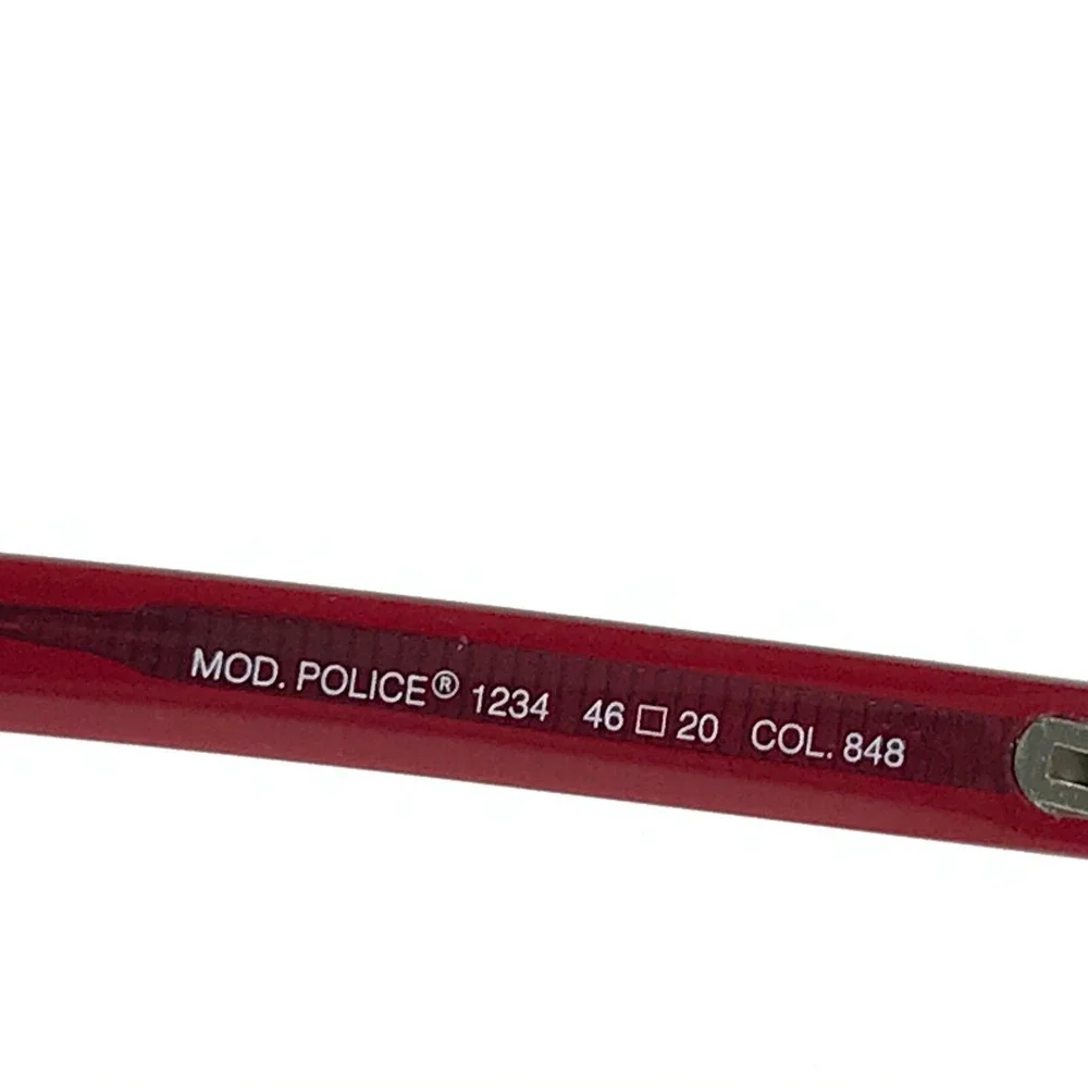 Police Eyeglasses Frames MOD.1234 COL. 848 Red Round Horn Rim Oval 46-20-125